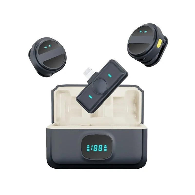 Picture of SX21 Wireless Microphone Same as Hollyland Lark M2. Interview, Live Broadcast, Audio Video Recording Clip on Collar Microphone. Noise Reduction Lavalier Lapel Mini Microphone By ST Gadgets