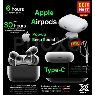 Picture of Airpods Pro 2nd Generation Made in Dubai /With Pop-up and Beep Sound /High Bass & Longe Battery Bakup Whit Strap By ST Gadget