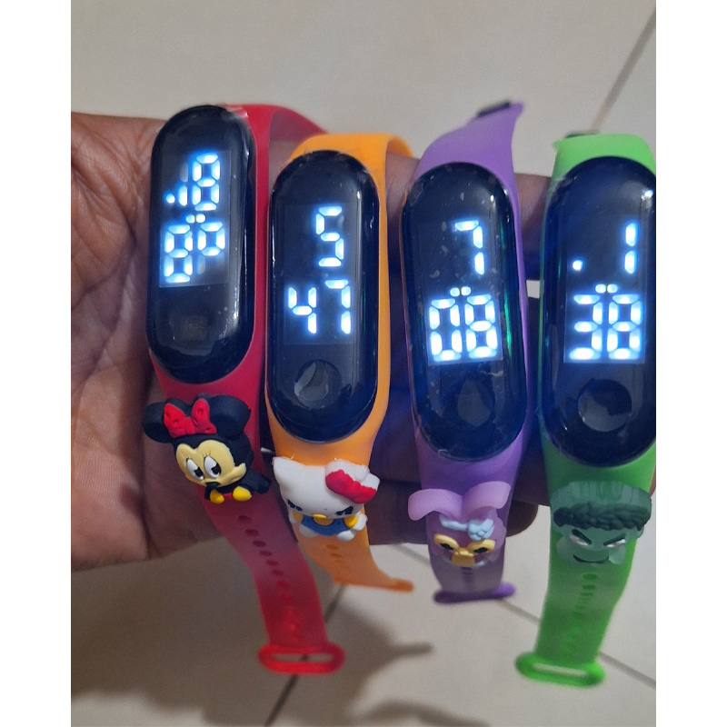 Picture of Kids Digital Super Hero and Heroine Cartoon Character Waterproof LED Top Ten Watches for Boys and Girls