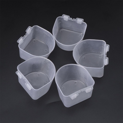 Picture of 5 pcs Bird Feeder Flat Bottom Feeding Cup Hanging Drink Food Bowl Birds Supplies