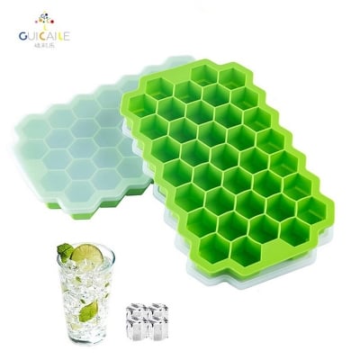 Picture of Cavity Creative Honeycomb Ice Cube Tray Reusable Silicone Ice Mold Ice cube Maker BPA Free Ice Mould with Removable Lids Color-1 pcs