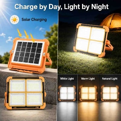 Picture of  Solar Charging LED Flood Light Outdoor Portable Spotlight with USB Power Bank