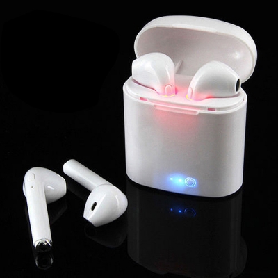 Picture of I7S Double Dual Mini Wireless 4.1 Bluetooth Earphone With Power Case - White