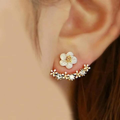 Picture of Cute Cherry Blossoms Flower Stud Earrings for Women Several Peach Blossoms Earrings-China