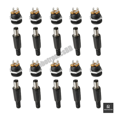 Picture of 5 Sets Male and Female DC Power Jack & Socket Combo | 5.5×2.1mm Connector Set (10 Sets)