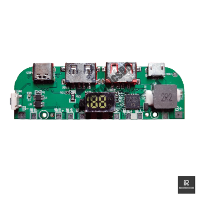 Picture of IP5356 22.5W QC/PD Power Bank Circuit Board with Display – Fast Charging Module for 18650 Lithium Batteries (Green)