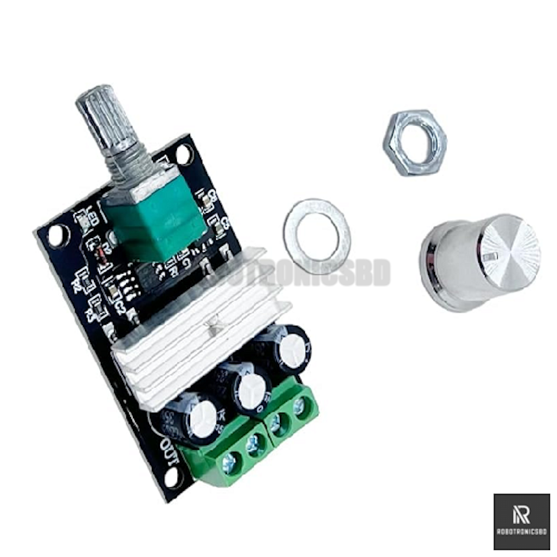 Picture of PWM DC Motor Speed Controller 6V–28V 3A | 80W Variable Speed Regulator Switch for DC Motors (Black)
