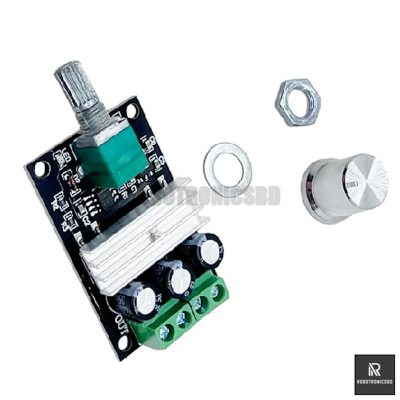 Picture of PWM DC Motor Speed Controller 6V–28V 3A | 80W Variable Speed Regulator Switch for DC Motors (Black)