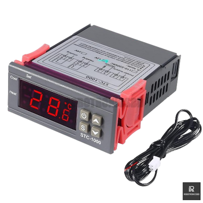 Picture of STC-1000 Digital Temperature Controller | AC 220V Thermostat with NTC Sensor Probe | Heating & Cooling Incubator Controller (Black)