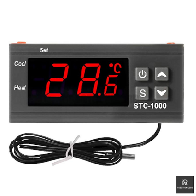 Picture of STC-1000 Digital Temperature Controller | AC 220V Thermostat with NTC Sensor Probe | Heating & Cooling Incubator Controller (Black)