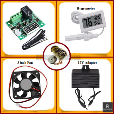 Picture of W1209 Temperature Controller 4-in-1 Combo Pack | W1209 Controller + Hygrometer + 3" Fan + 12V 2A Adapter for Egg Incubator & DIY Projects (4 in 1 Combo Pack)