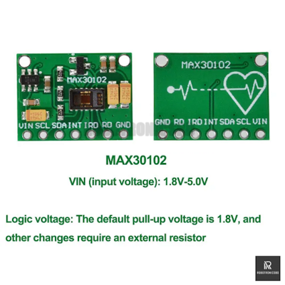 Picture of MAX30102 Pulse Oximeter Heart Rate Sensor Module (Green PCB) | Pulse & SpO2 Monitoring for Arduino, ESP32, Raspberry Pi (Green)