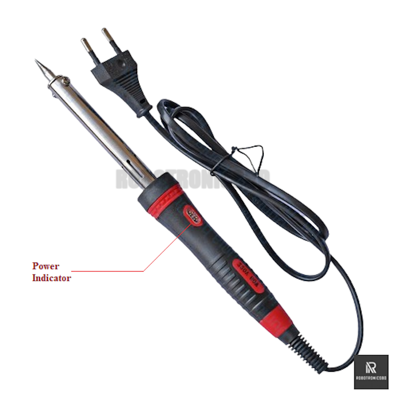 Picture of 60W Soldering Iron with Indicator Light | 220V High-Quality Red & Black Handle for DIY, Electronics, PCB Repair (Black)