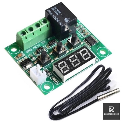 Picture of W1209 Temperature Controller + Digital Hygrometer Combo Pack | 12V DC Thermostat Module + LCD Humidity Meter | Ideal for Incubators, DIY Projects, Greenhouses (1 kg)