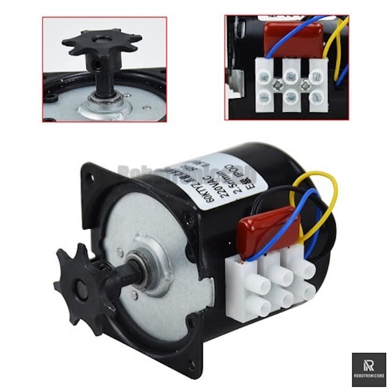Picture of 14W Egg Incubator Turning Motor | AC 220V Synchronous Gear Motor | 2.5 RPM | Automatic Egg Turner Motor for Poultry Incubators (Black,1 kg)