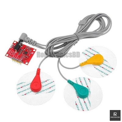 Picture of AD8232 ECG Sensor Module | Heart Rate Monitor Analog Front-End for Arduino, ESP32, Raspberry Pi | Biomedical DIY Kit (Multicolor)