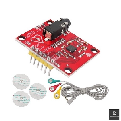 Picture of AD8232 ECG Sensor Module | Heart Rate Monitor Analog Front-End for Arduino, ESP32, Raspberry Pi | Biomedical DIY Kit (Multicolor)