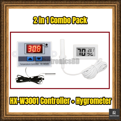 Picture of HX-W3001 Digital Temperature Controller + Digital Hygrometer Combo Pack |  Ideal for Egg Incubator, Greenhouse & DIY Projects (AC Controller)