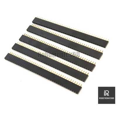 Picture of 3 Pcs Female Header Connector (40x1) - Straight Pins, Single Row, 2.54mm Pitch (5 Pcs)