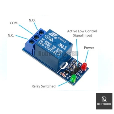 Picture of 1 Channel 5V Relay Board Module for Arduino | 5V Relay Switch (Blue)