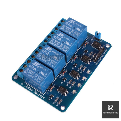 Picture of 4 Channel 5V Relay Board Module for Arduino | 5V Relay Switch (Blue)