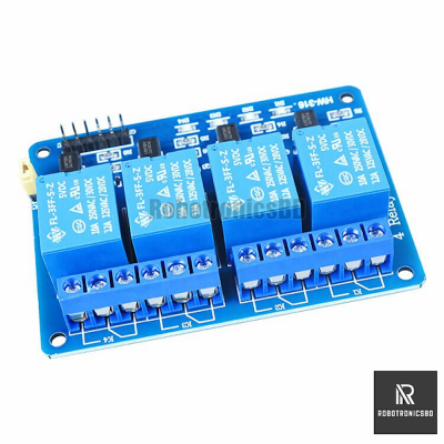 Picture of 4 Channel 5V Relay Board Module for Arduino | 5V Relay Switch (Blue)