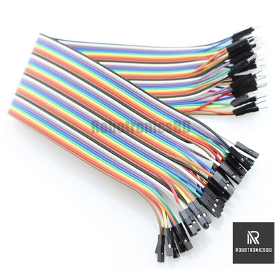 Picture of 20 pcs Male to Male / Male to Female / Female to Female jumper wire  connection wire for breadboard 20 cm 2.54mm (40Pcs Female-Female)