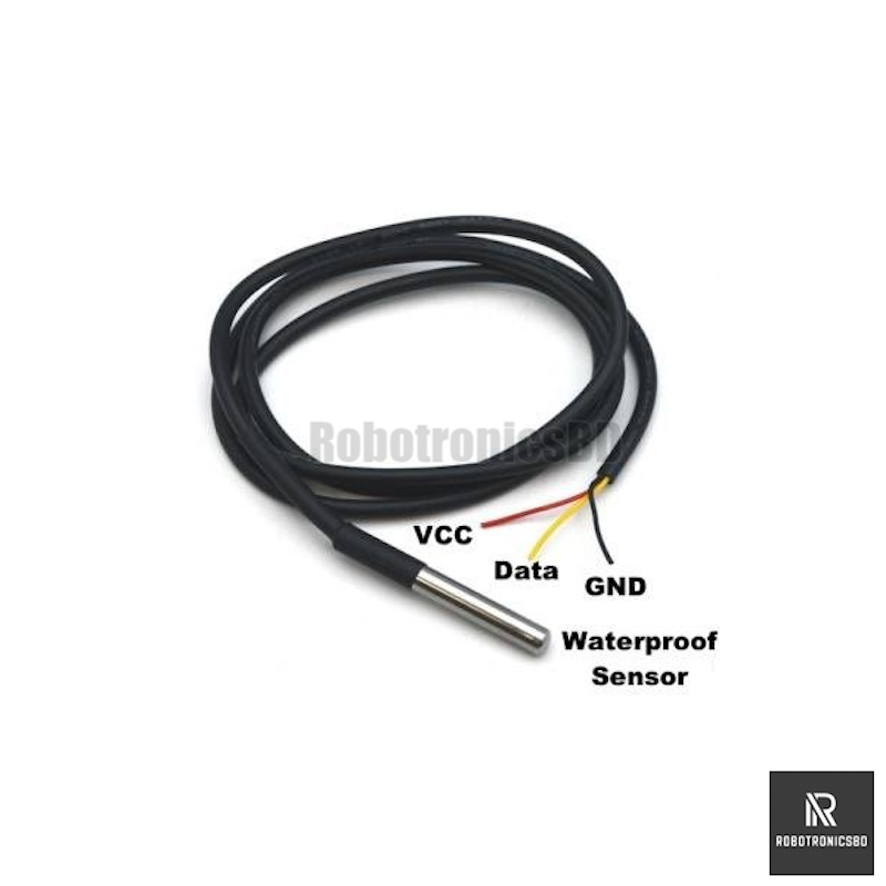 Picture of DS18B20 Digital Temperature Sensor Waterproof 3 Wire Stainless Steel Probe NTC With 1M Cables Wire (Black)