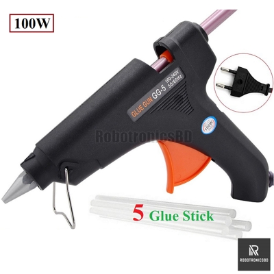 Picture of Hot Melt Glue Gun - 100W Electric Glue Gun Hot Melt - Black Color (Glue Gun-5Pcs Stick)