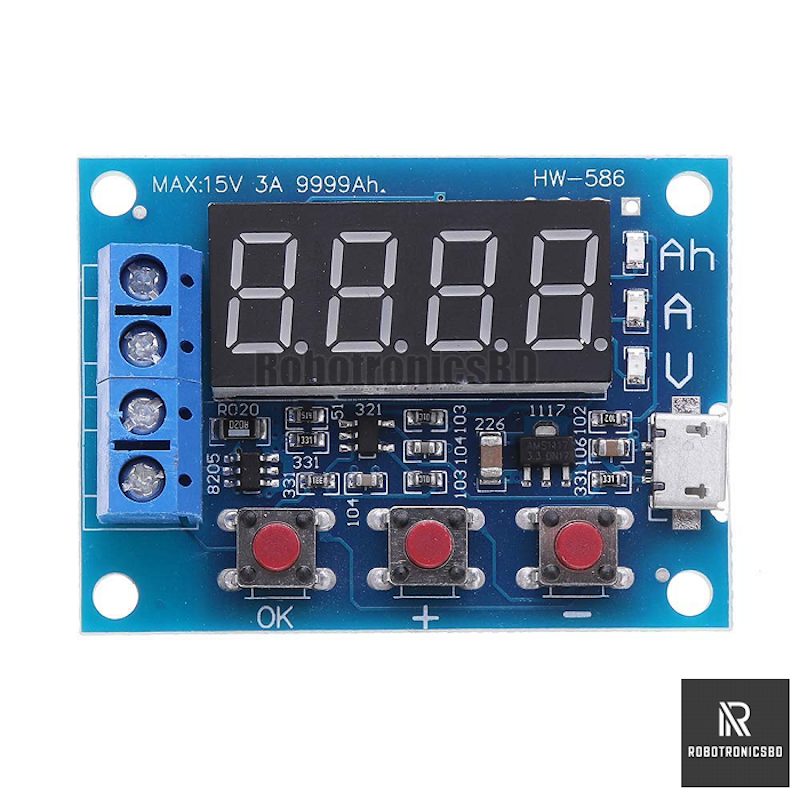 Picture of ZB2L3 HW Battery Capacity Tester LED Digital Display 1.2V ~12V 18650 Lithium Battery Capacity Discharge Meter (Blue)