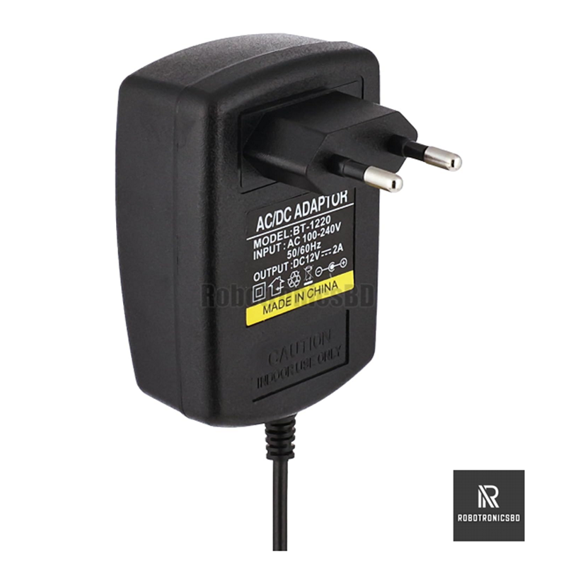 Picture of DC 12V Power Supply Adapter Normal Quality - AC 220V To DC 12V 2A Power Supply Adapters Chargers (Black)