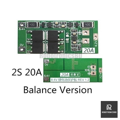 Picture of 2S 20A Balance BMS Circuit Module 8.4v Li-Ion Battery Protection Board-2S Balance BMS Module (Green)
