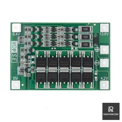 Picture of 3S 40A Balance BMS Circuit Module 12.6v Li-Ion Battery Protection Board - 3S 40A Balance BMS Module (Green)