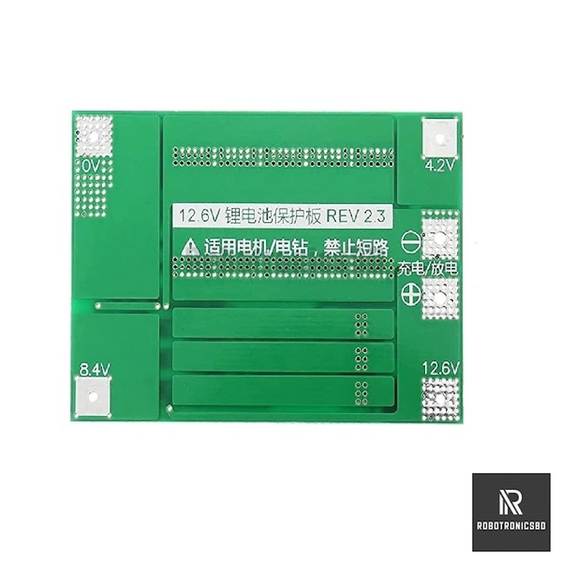 Picture of 3S 40A Balance BMS Circuit Module 12.6v Li-Ion Battery Protection Board - 3S 40A Balance BMS Module (Green)