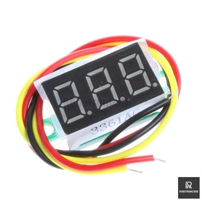Picture of Mini Digital DC Voltmeter Meter (2.5V - 30V) Volt Tester Detector Monitor 3 Wire 3 Bit Red LED tube (Multicolor)