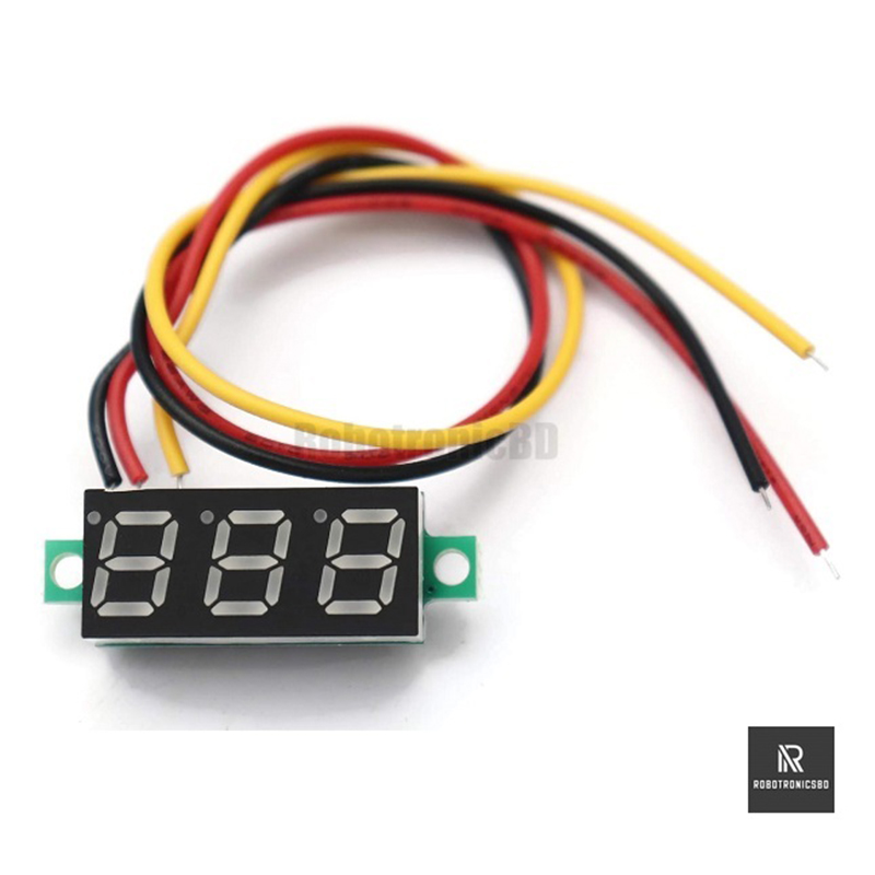 Picture of Mini Digital DC Voltmeter Meter (2.5V - 30V) Volt Tester Detector Monitor 3 Wire 3 Bit Red LED tube (Multicolor)