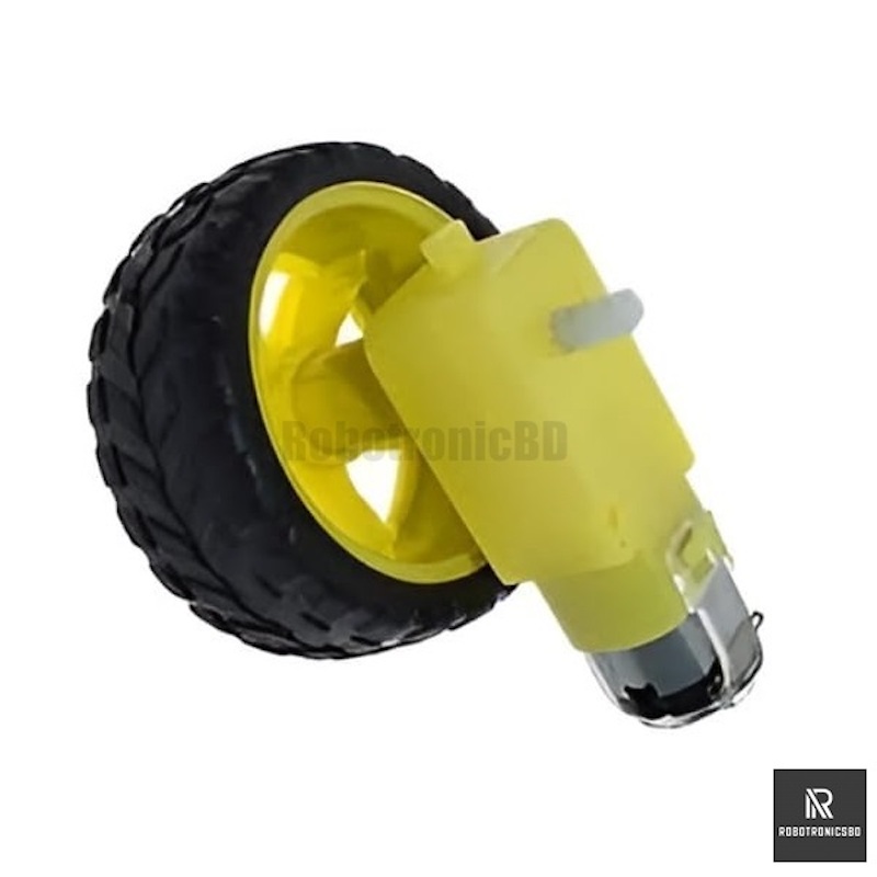 Picture of 1 Set DC Gear Motor Dual Shaft  and Tire Wheel for DC 3V-6V Arduino Smart Car Robot Projects (1 Pair = 1 Yellow Motor + 1 Wheel 65mm) (Yellow)
