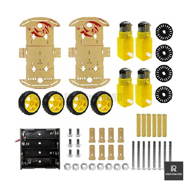 Picture of 4WD Smart Robot Car Chassis Kits For Arduino Robot Car | 4 Wheel Motor Chassis DIY Kit (Multicolor)