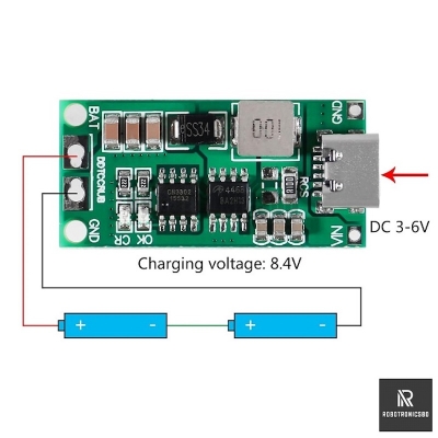 Picture of 18650 Lithium Battery 2S/4S 4A Multi Cell BMS Boost Charger Module | Type-C USB Lithium Li-ion Battery Charging Protection Board 8.4V 12.6V 16.8V Step-Up Power Module (2S-4A)