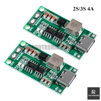 Picture of 18650 Lithium Battery 2S/4S 4A Multi Cell BMS Boost Charger Module | Type-C USB Lithium Li-ion Battery Charging Protection Board 8.4V 12.6V 16.8V Step-Up Power Module (3S-4A)