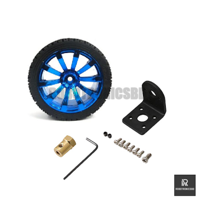 Picture of 65mm Rubber Wheel for Robot Car | Arduino DIY Smart Vehicle Wheel (Wheel + Hex + Mount)