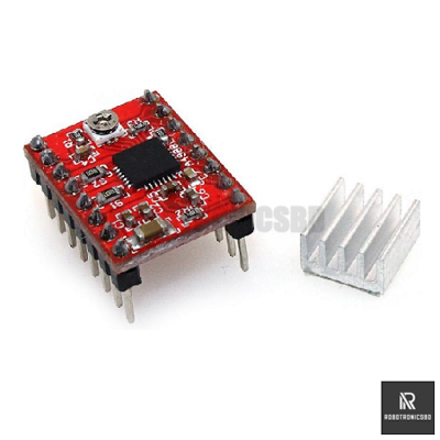 Picture of A4988 Stepper Motor Driver Module + Heat Sink | StepStick Microstepping Driver for 3D Printer, CNC, Arduino (Red)