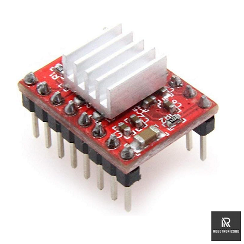 Picture of A4988 Stepper Motor Driver Module + Heat Sink | StepStick Microstepping Driver for 3D Printer, CNC, Arduino (Red)