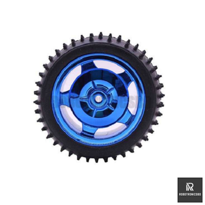 Picture of 85mm Heavy-Duty Rubber Tire Wheel (85x38mm) with 4mm Brass Coupling & Screws | Anti-Skid Wheel for Arduino Smart Robot Car (1 pcs Wheel)