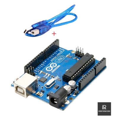 Picture of Arduino UNO R3 (Atmega328p DIP IC) Development Board With USB Cable (Blue)