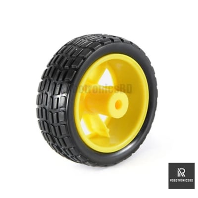 Picture of Yellow Plastic Wheel 65mm Rubber Wheel for DC Gear Motor (Yellow)