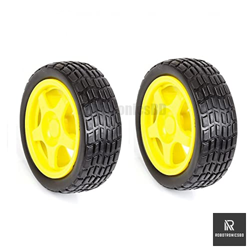Picture of Yellow Plastic Wheel 65mm Rubber Wheel for DC Gear Motor (Yellow)
