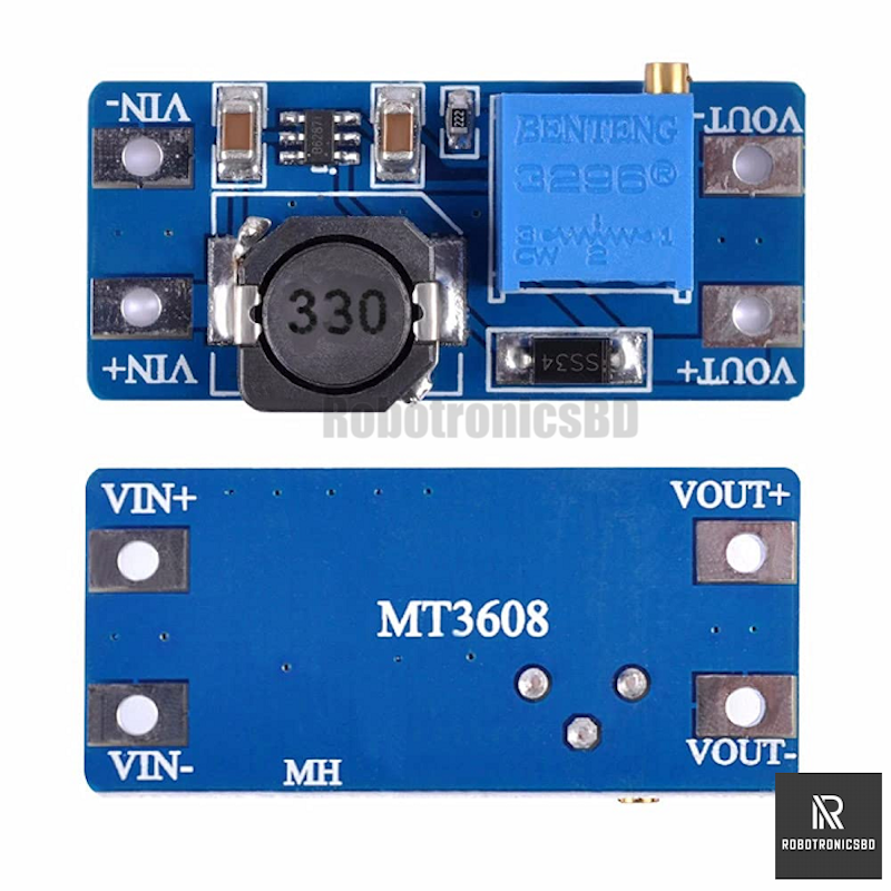 Picture of MT3608 Boost Converter DC-DC Adjustable Step Up Step Down 2V-24V To 5V-28V 2A (1 Pcs)