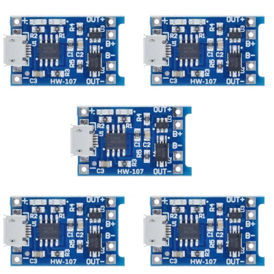 Picture of TP4056 Lithium Battery Charging Module (Type C USB Input) with Dual Protection (5 Pcs - Type Micro)