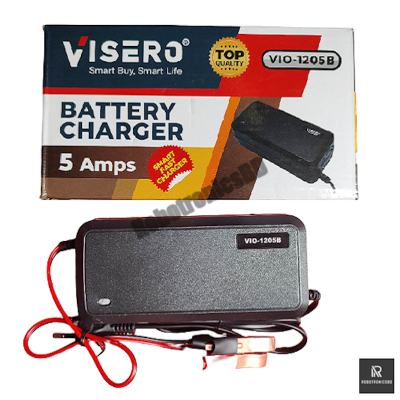 Picture of 12V 5A Smart Fast Lead Acid Battery Charger VISERO | VIO-1205B | Auto Cut-Off | Car, Bike, Solar & LED Applications ()